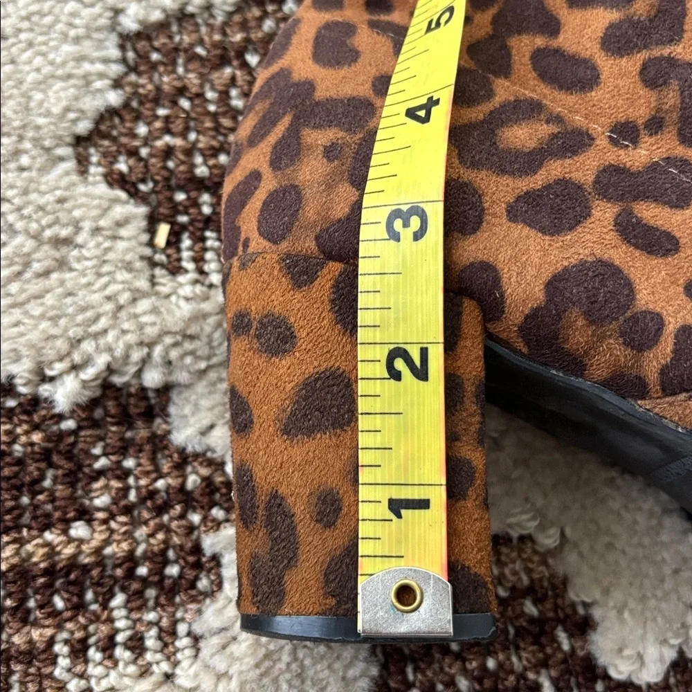 Leopard Brown Fleece Lined  Ankle Booties Size 8.5